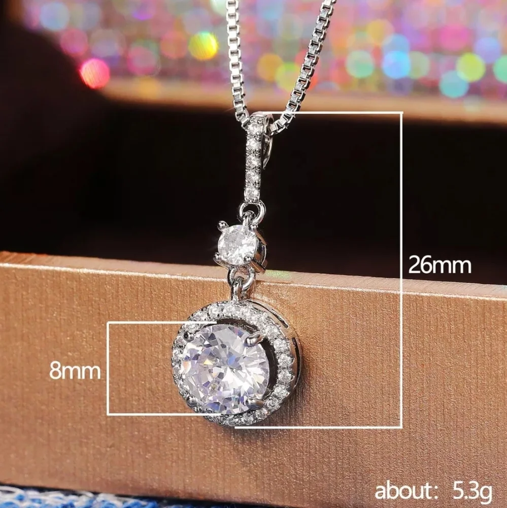 Classic Double Round Pendant Dangle Necklace - Picture 4 of 4